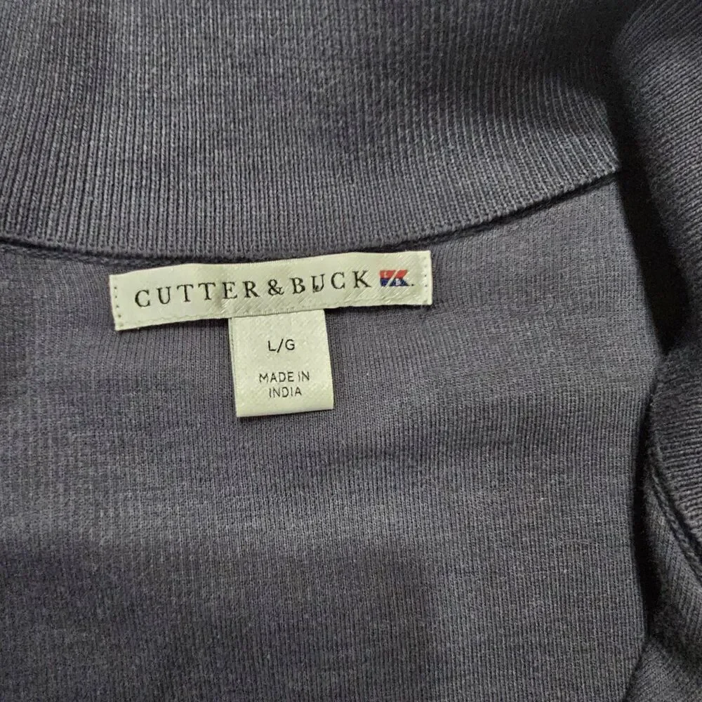 Cutter & Buck Men's Large Black Full Zip Textured Knit Sweater.